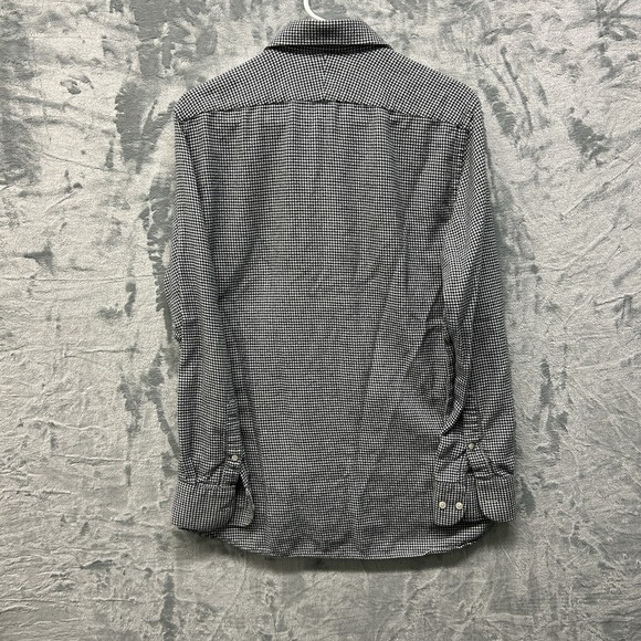 Suitsupply Shirt Mens Size 16 Houndstooth Green Blue Egyptian Cotton Flannel - Picture 9 of 11